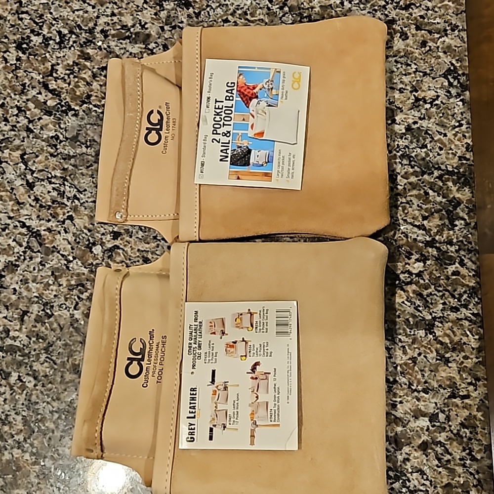 NWT Set of 2, 2 pocket leather nail and tool bags